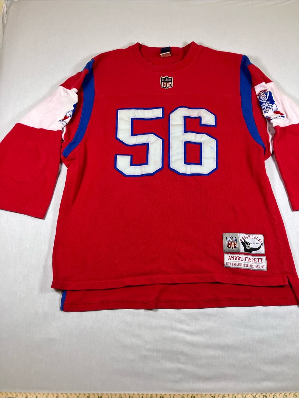 Rare NFL Andre Tippett Red Y2K 56 Football Jersey-Sweater